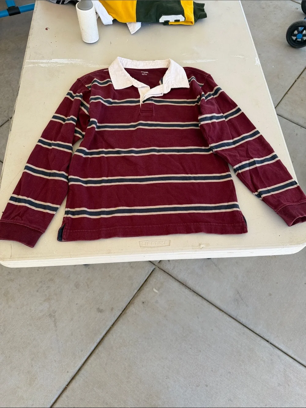 Gymboree Burgundy Striped Rugby Shirt with White Collar